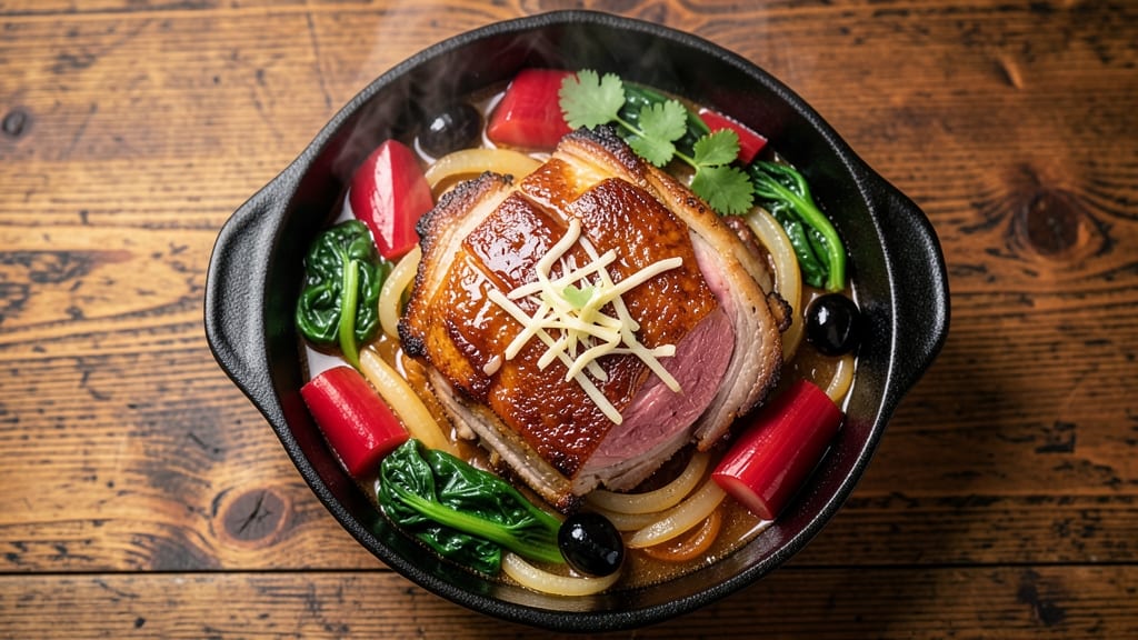 Braised Pork Belly With Preserved Vegetables Recipe: Umami-Rich Crisp Skin and Tangy Pickle Harmony