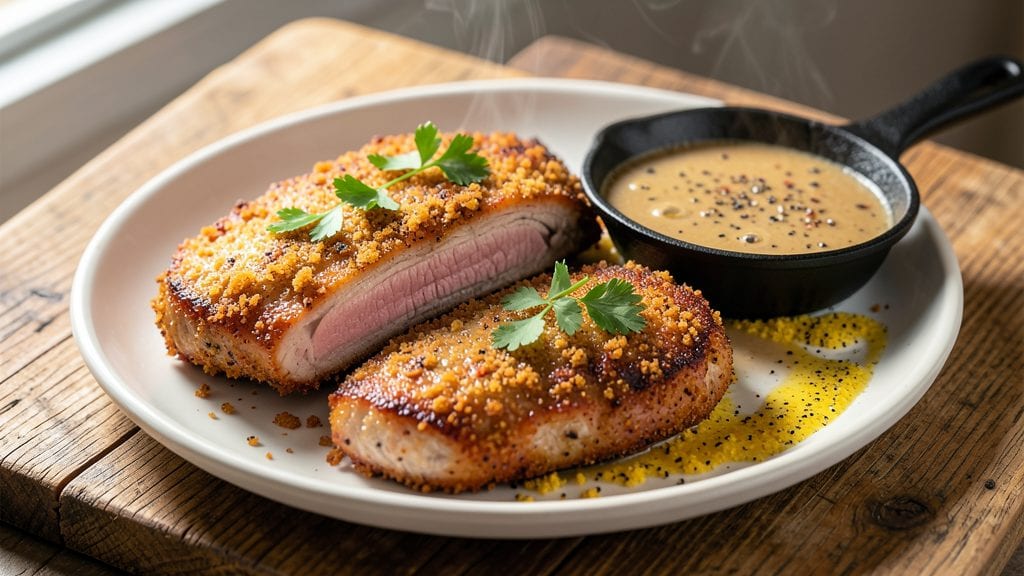 Country Fried Pork Chops Recipe: Crispy Cornmeal Crust With Juicy Pink Centers
