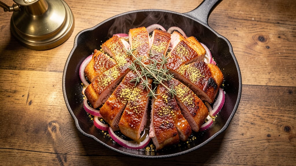 Old-Fashioned Pork Cake Recipe: Vinegar-Braised Wedges With Caramelized Cornmeal Crust