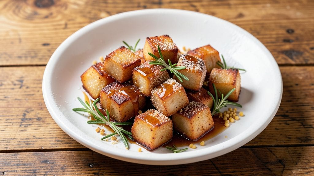 Pork Belly Cubes Recipe: Crispy Cornmeal Crowns With Sweet Vinegar Glaze
