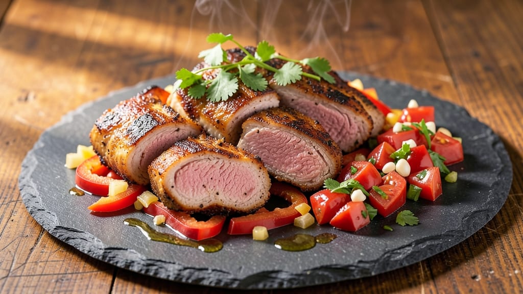 Pork Chops With Salsa Recipe: Zesty Roasted Peppers and Onions Topping