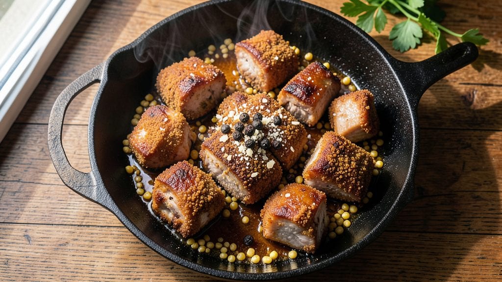 Pork Shot Recipes: Crispy Cornmeal Crowns Over Juicy Pink Centers