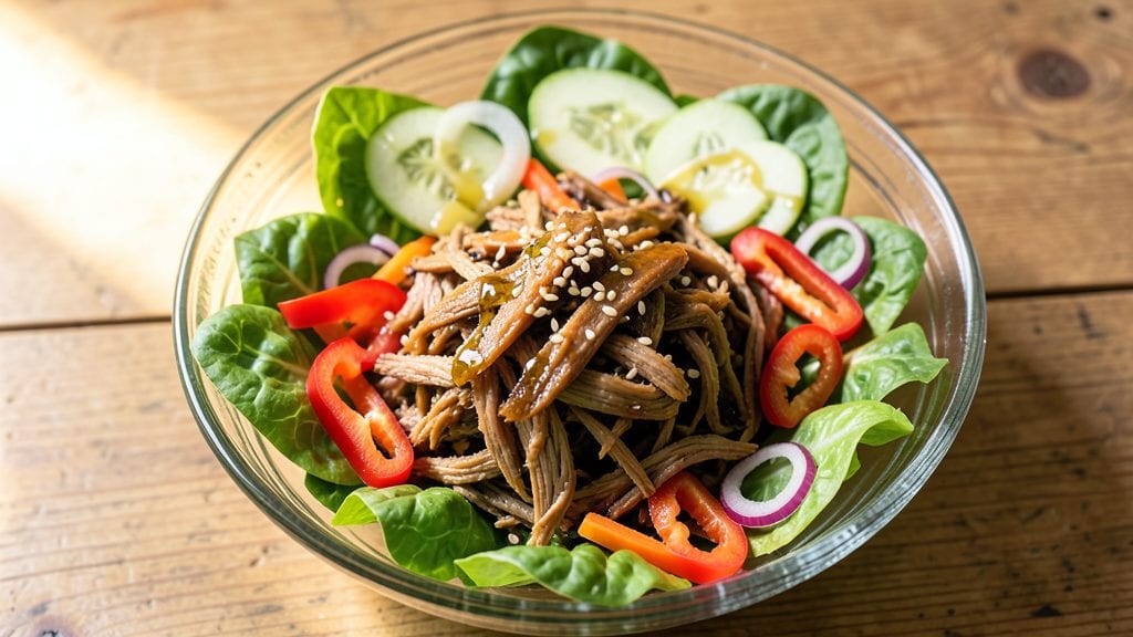 Shredded Pork Salad Recipe: Tangy-Sweet Shreds Over Crunchy Greens