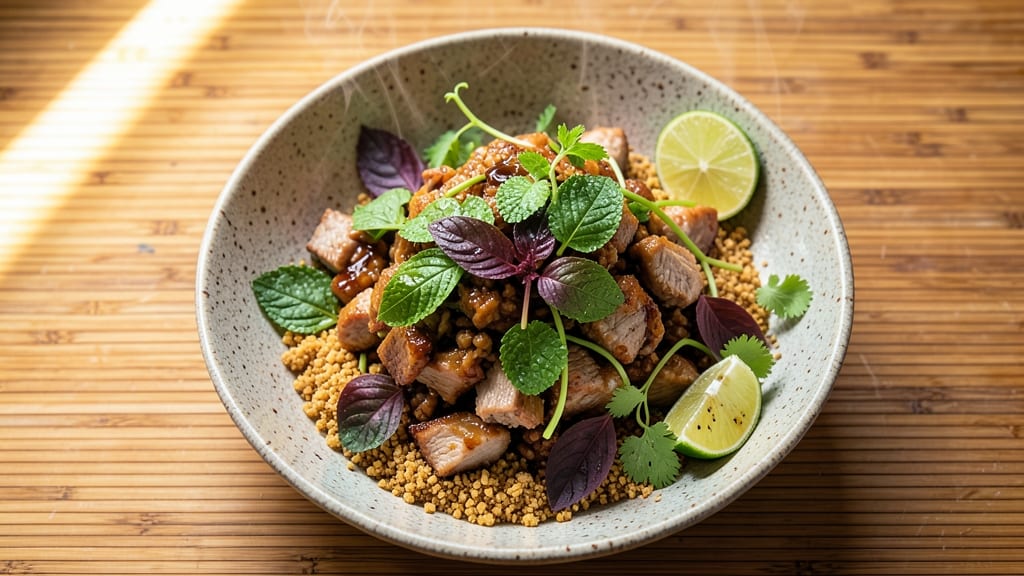 Thai Pork Larb Salad Recipe: Minty Herbs and Toasted Rice Crunch