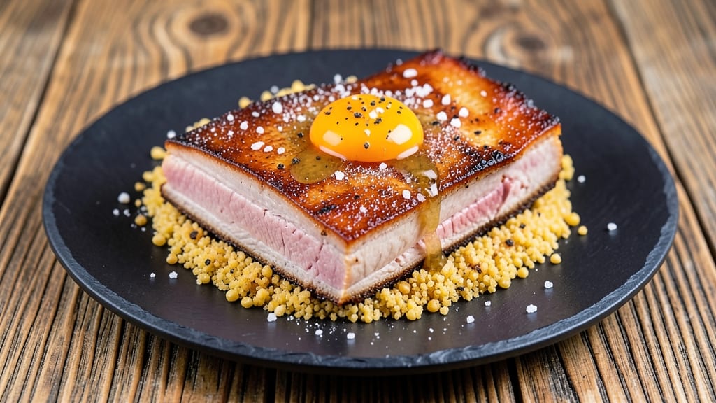 Twice Cooked Pork Belly Recipe: Crispy Cornmeal Crowns Over Melty Pink Layers